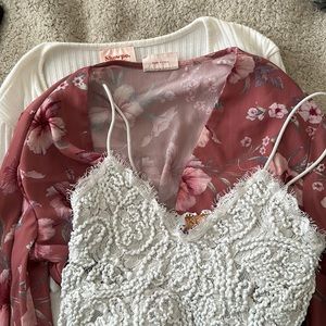 SHOWPO LONG SLEEVE CROP TOP BUNDLE + COPPER CLOSET CROPPED TANK